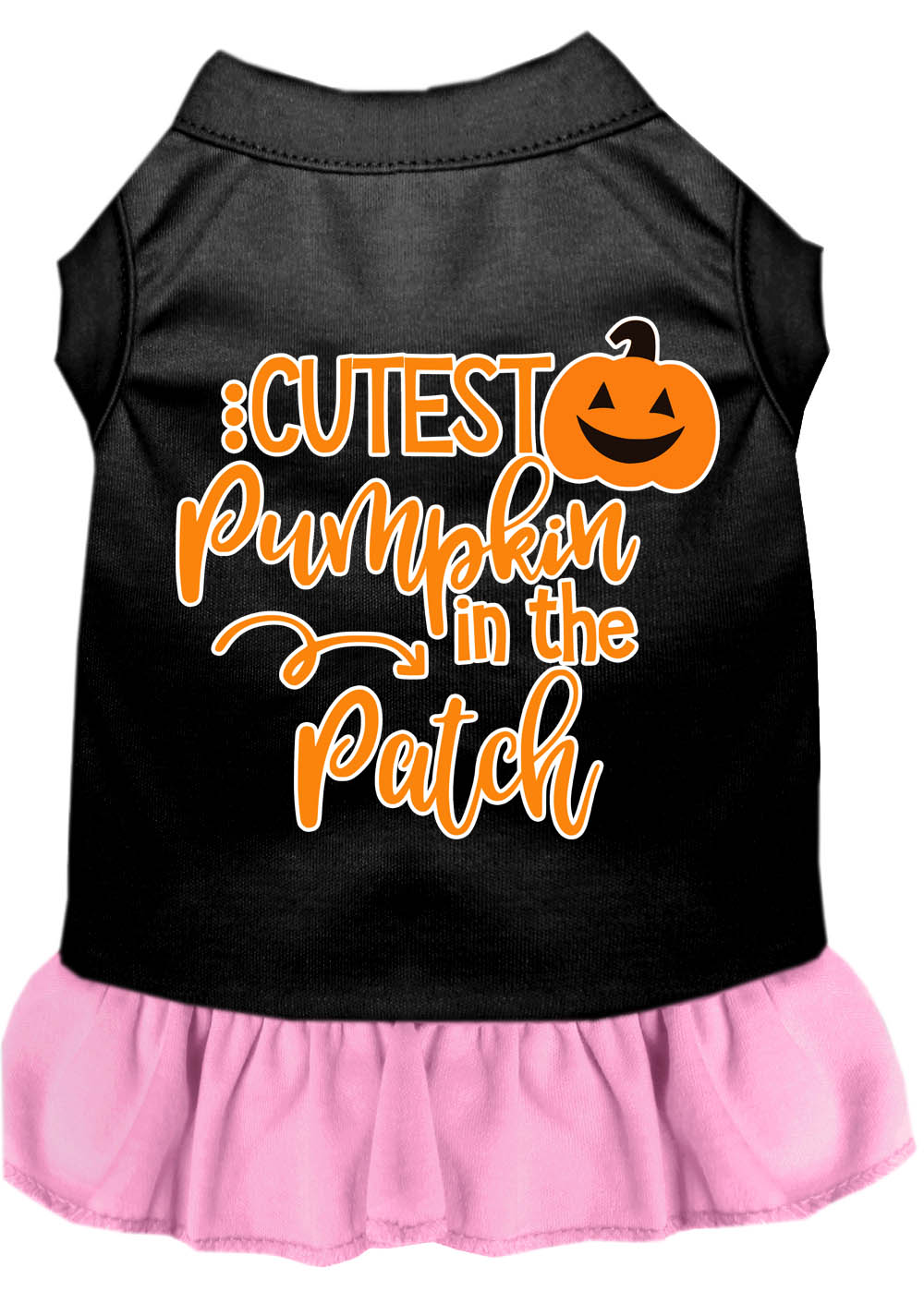 Cutest Pumpkin in the Patch Screen Print Dog Dress Black with Light Pink Sm
